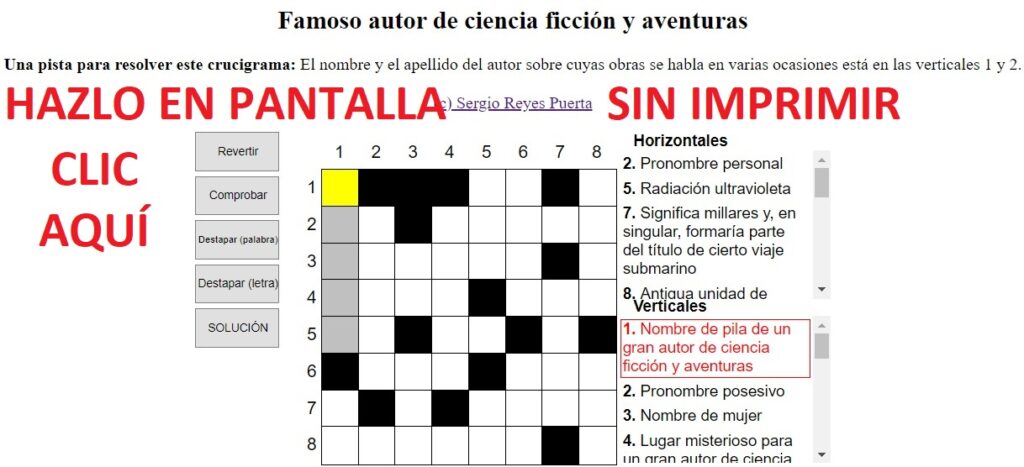 Mi primer crucigrama literario - Sergio Reyes Puerta