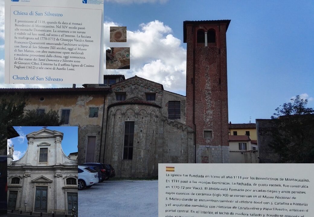 Iglesia de San Silvestro con bacini (cerámicas) de al-Andalus en su fachada, foto tomada por Sergio Reyes en Pisa para el artículo Pisa y al-Andalus