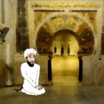 Muhammad ibn al-Faras Caracaballo orando en la mezquita junto al mihrab ampliado