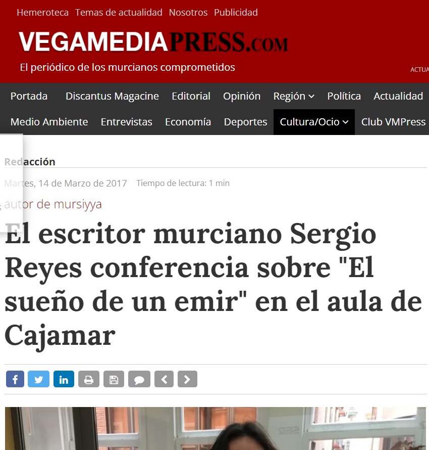 Sergio Reyes en VegaMediaPress 14 de marzo de 2017 por conferencia del 15 de marzo en Cajamar