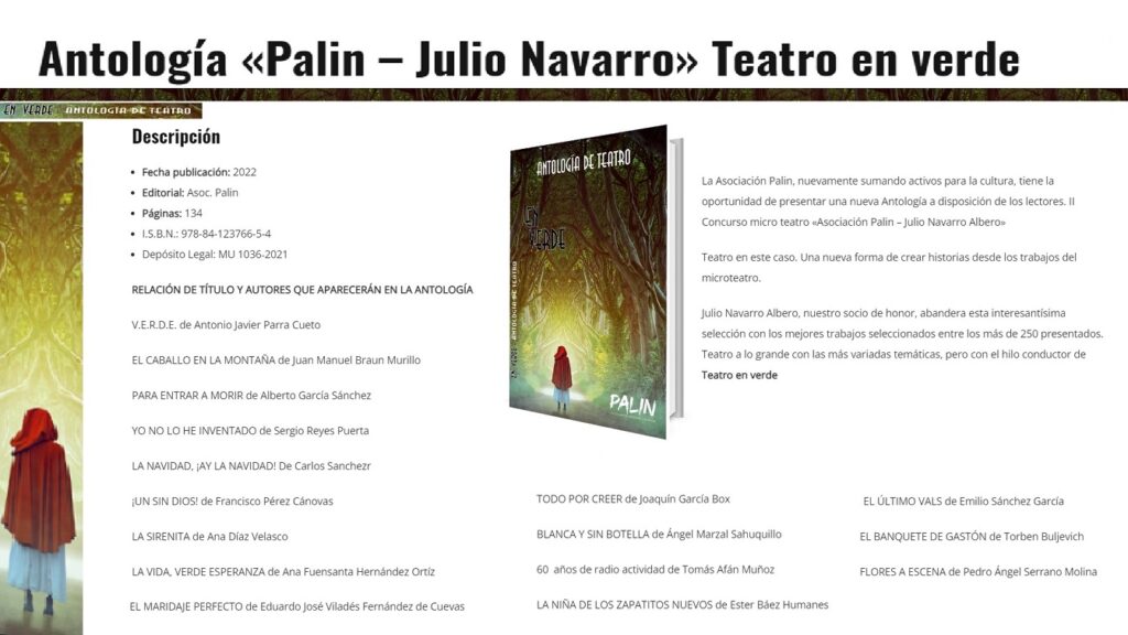 Participantes en la antología Teatro en verde de Palin en la que Sergio Reyes participa con su microteatro Yo no lo he inventado