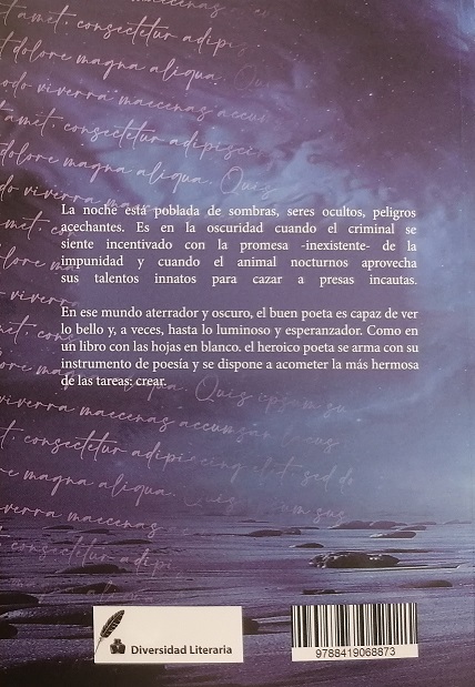 Contraportada del libro Poetas nocturnos VII donde está publicado el poema Verdades y mentiras de Sergio Reyes