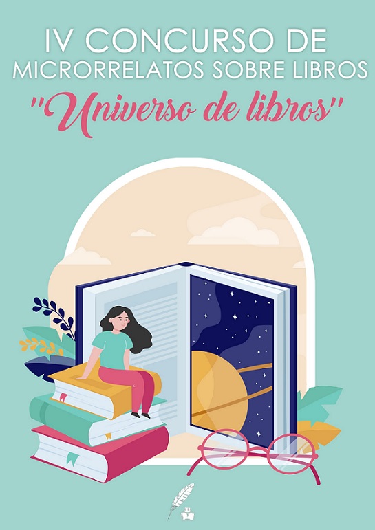 Cartel del concurso literario sobre libros Universo de libros
