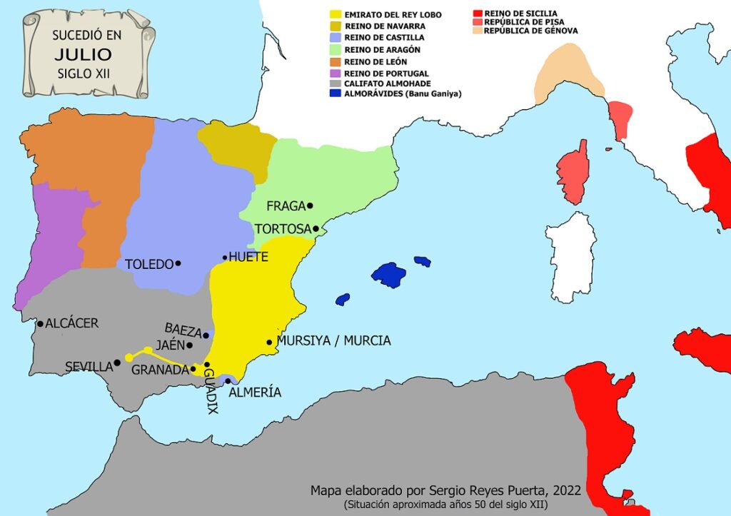 Principales ciudades citadas en la efemérides del Rey Lobo 7 de Sergio Reyes Puerta y el pintor del Rey Lobo
