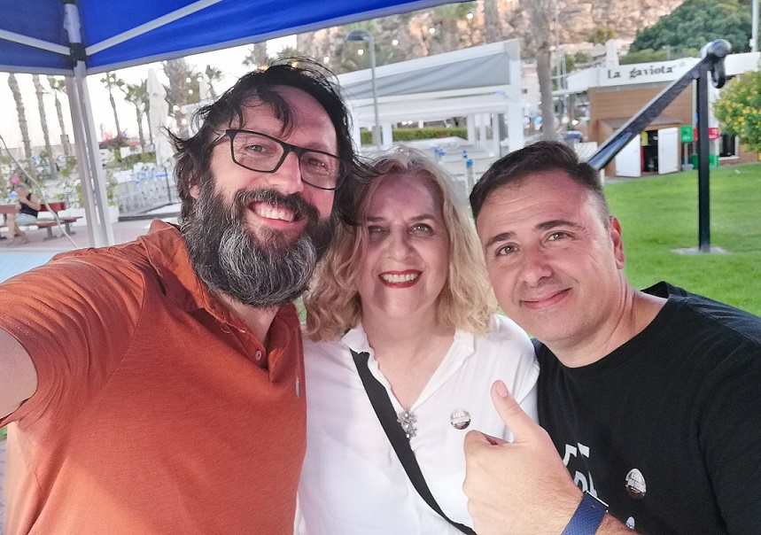 Sergio Reyes, Pepa Sánchez y Fran J. Marber en la Feria del libro de Águilas: ¡equipazo!